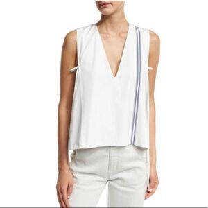 DEREK LAM Striped Sleeveless V-Neck Blouse, Multi